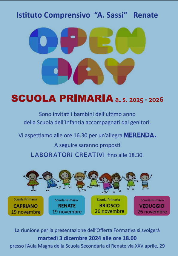 Open day Scuola primaria a.s. 2025-2026